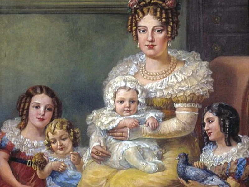 1872-Domenico Failutti - Ritratto di Dona Leopoldina d'Asburgo con i suoi figli